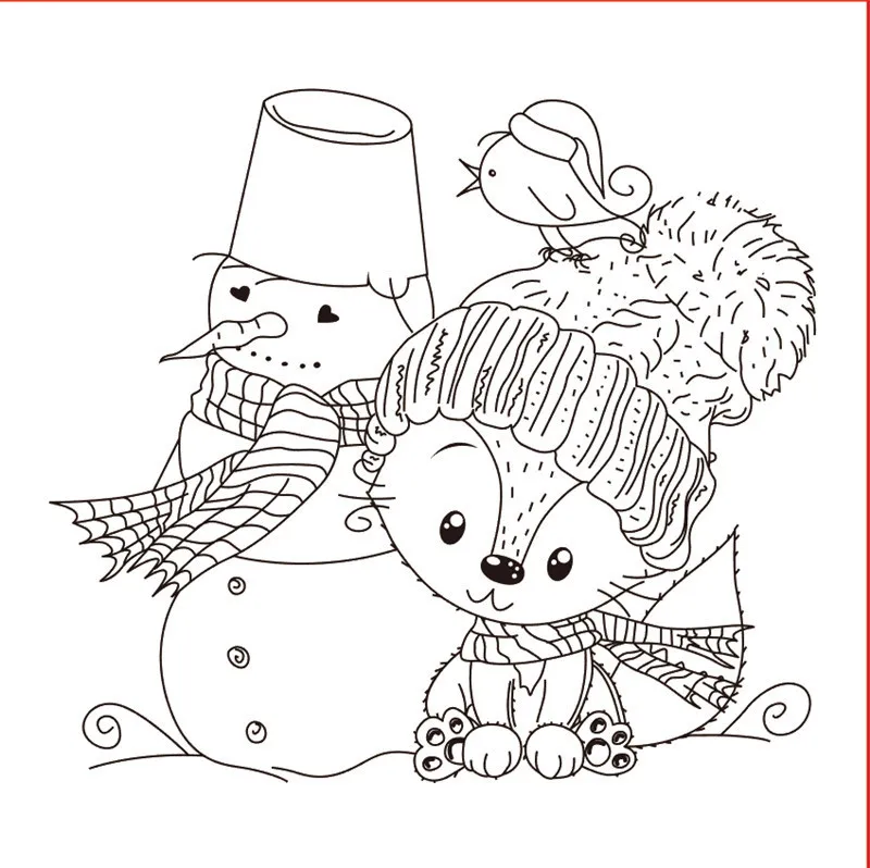 10x8 Снеговик маленькая девочка Новый прозрачный резиновый штамп лист сцепляется скрапбукинг Фотоальбом Бумага Карточка DIY Ремесло на.