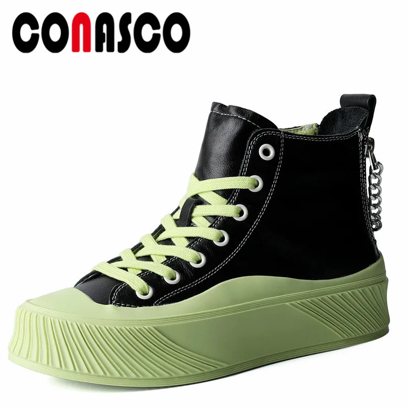 

CONASCO Fashion Women Ankle Boots Autumn Winter Warm Cow Leather Causal Basic Prom Office Working Boots Punk Mixed Colors Woman