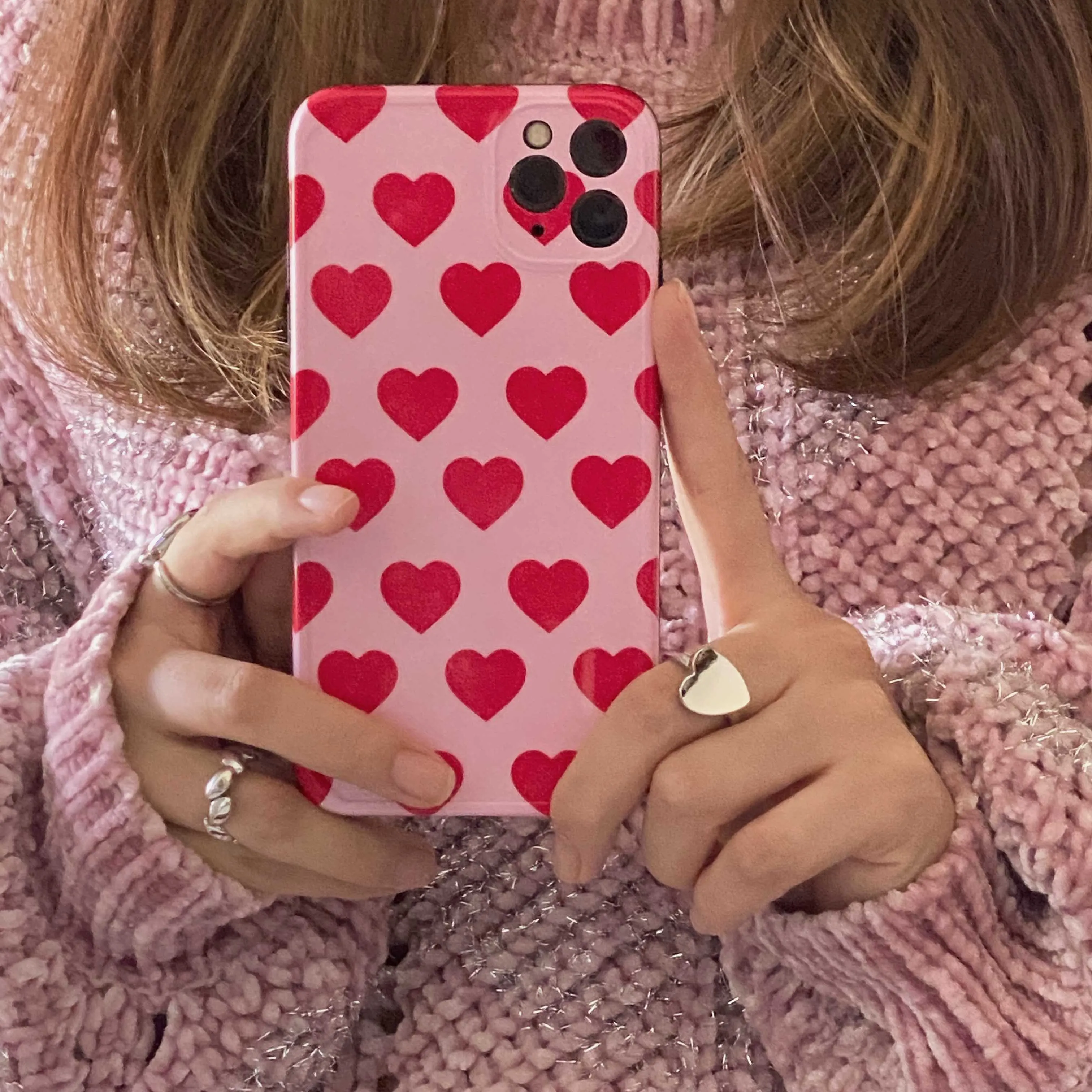 Корейский чехол для телефона INS с розовым сердцем iphone 13Pro XR X XS 12Pro 11 12 13 Pro Max 8 7 plus