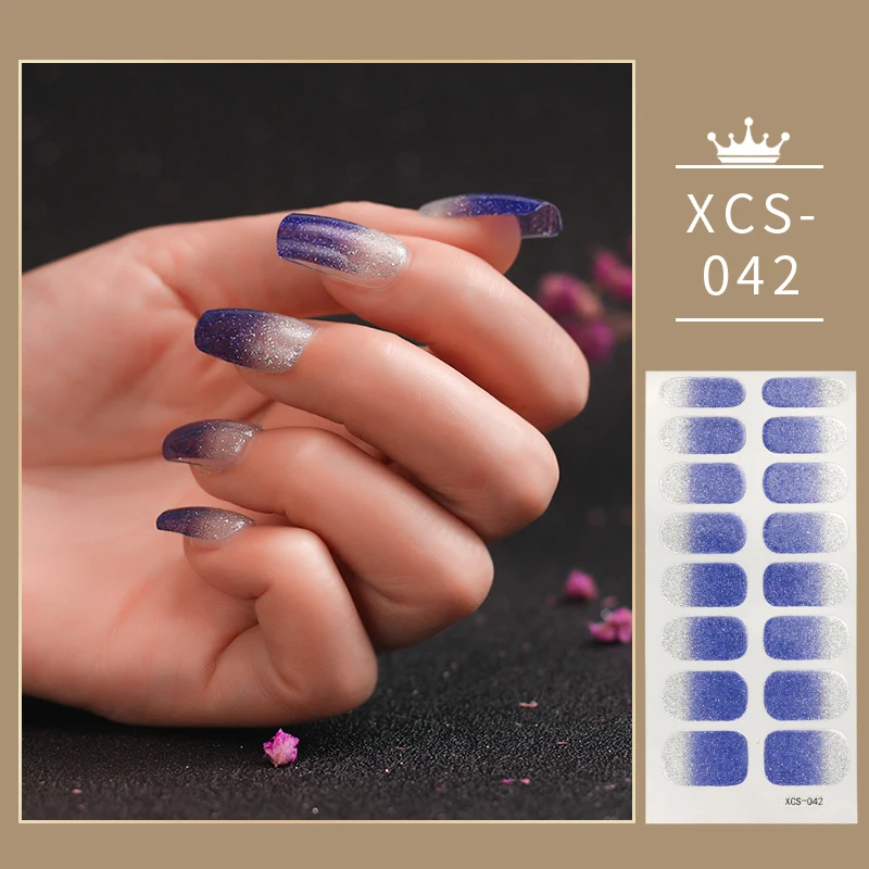 

Blue Shiny Twinkle Posts/1 Sheet Nail Sticker Trend Minimalist Design Glitter Gradient Color Nail Stickers Glitter Series