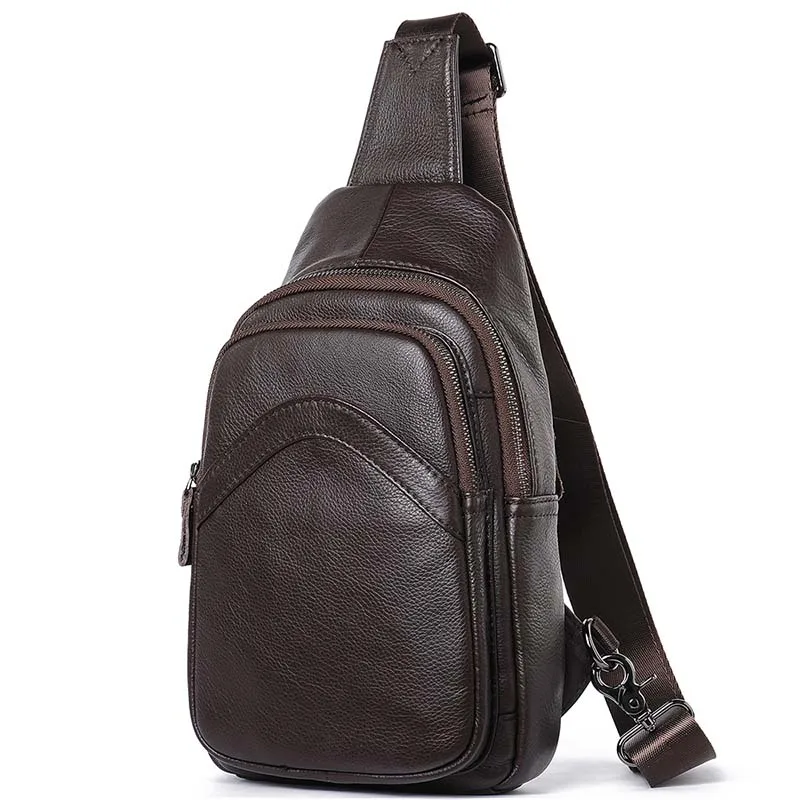 

Мужская нагрудная сумка, кожаная сумка-мессенджер, вместительная модная спортивная сумка через плечо из первого слоя воловьей кожи