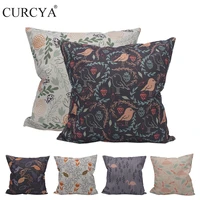 curcya decorative cushion covers forest insects birds printed throw pillow covers 45x45cm polyester square sofa pillowcase