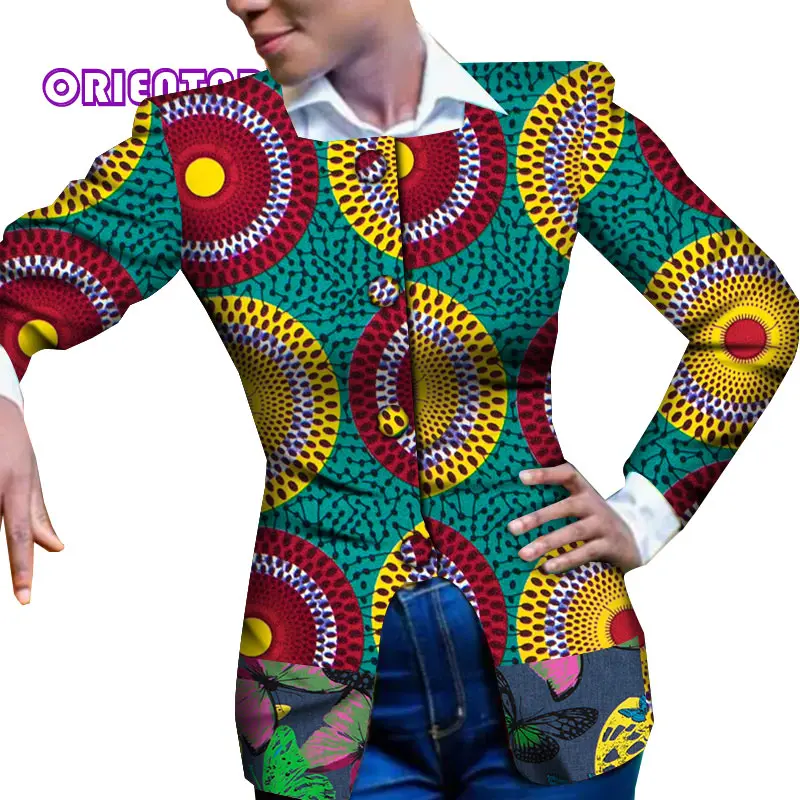 Африканское пальто с длинным рукавом для женщин африканский восковой принт