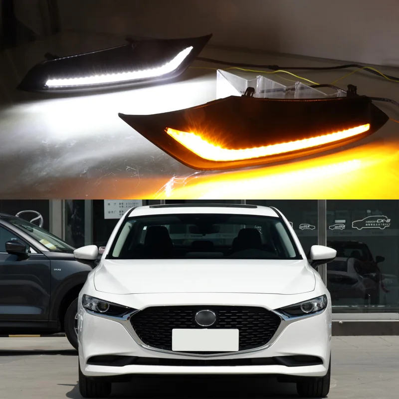 

2pcs DRL for Mazda 3 Axela 2019 2020 Mazda3 LED DRL Driving daytime running light fog lamp with dimming turn Signal style Relay