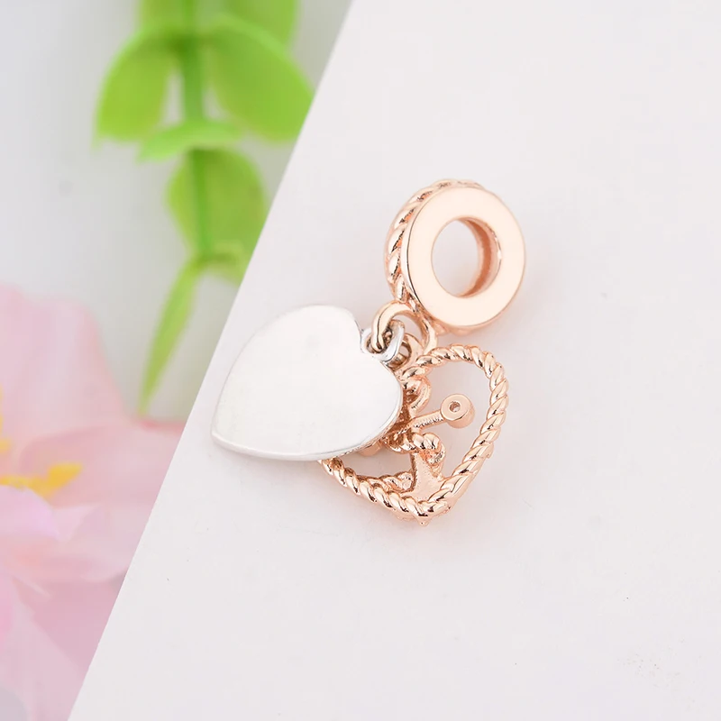2020 Summer 925 Sterling Silver Rope Heart Love Dangle Beads Fits Original European Charm Bracelet DIY Jewelry Making berloque | Украшения