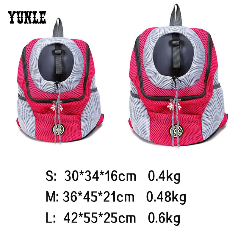 

New Out Double Shoulder Portable Travel Backpack Outdoor Pet Dog Carrier Bag Pet Dog Front Bag Mesh Backpack Head