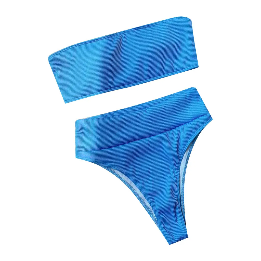 

40# Swimwear Swimsuit Mini Bikinis Set For Women 2021 Summer Sexy Women Bandeau Solid Bikini Push-up Padded Beachwear Set