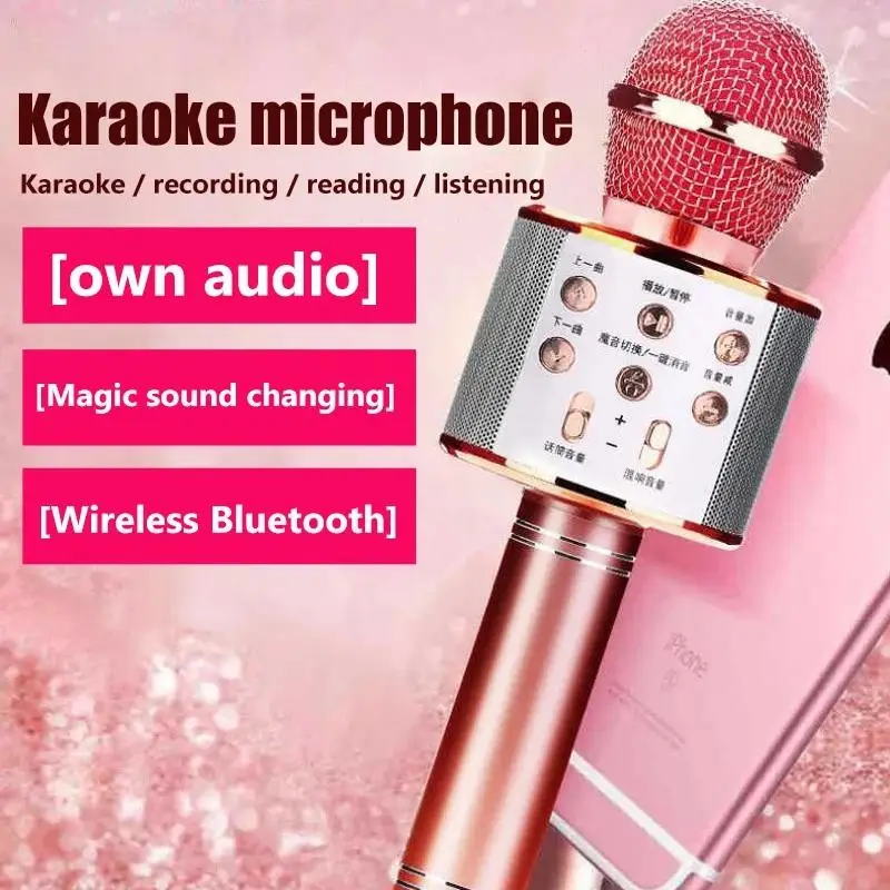 

2021 New Bluetooth Wireless Microphone KTV Speaker Handheld Microphone Karaoke Mic Music Player Singing Professional Microphone