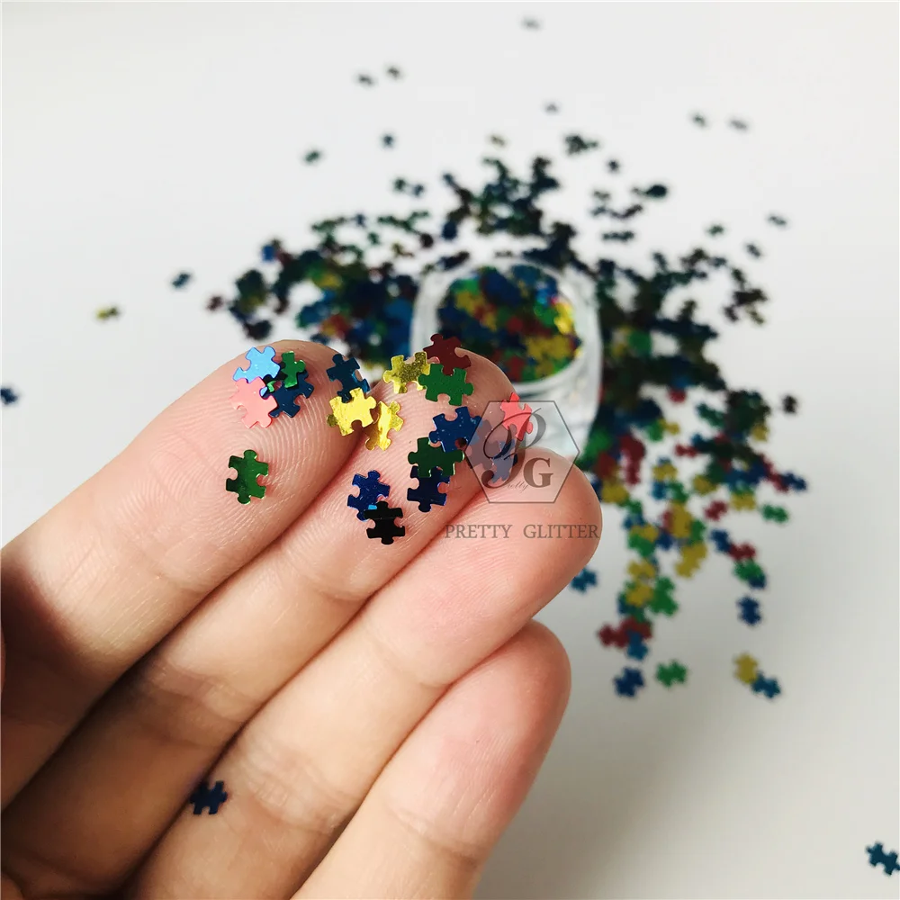 PrettyG 1 Box Colorful Puzzle Shape Glitter Sequins for Resin DIY Making Art Craft Nail Body Makeup Decoration Accessories BP-01 | Красота и