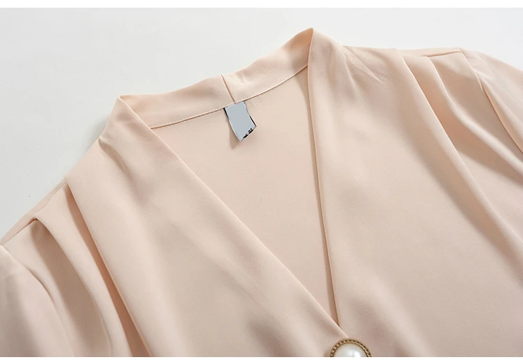 Блузка женская шифоновая с длинным рукавом элегантная офисная рубашка V образным