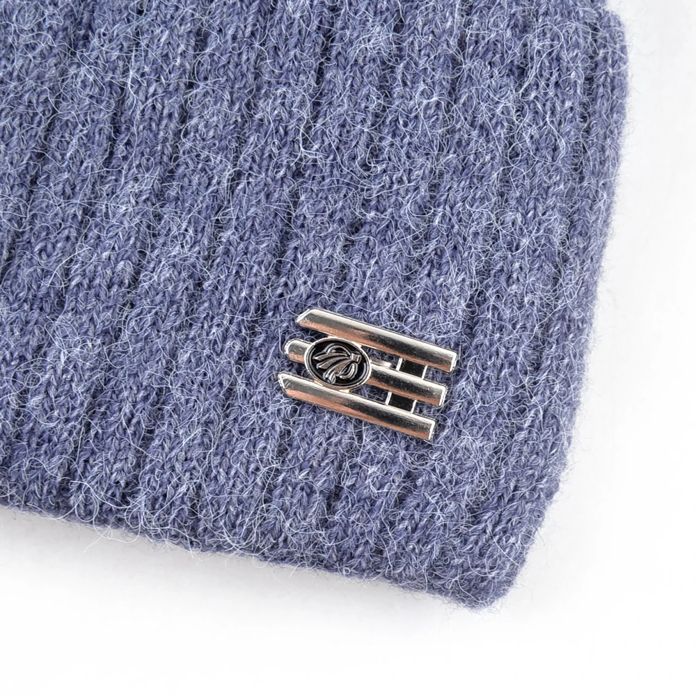 Вязаные шерстяные шапки облегающие мужские зимние теплые однотонные толстая