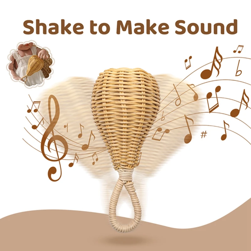 Детская Музыкальная погремушка из ротанга 1cp без бисфенола А деревянное кольцо