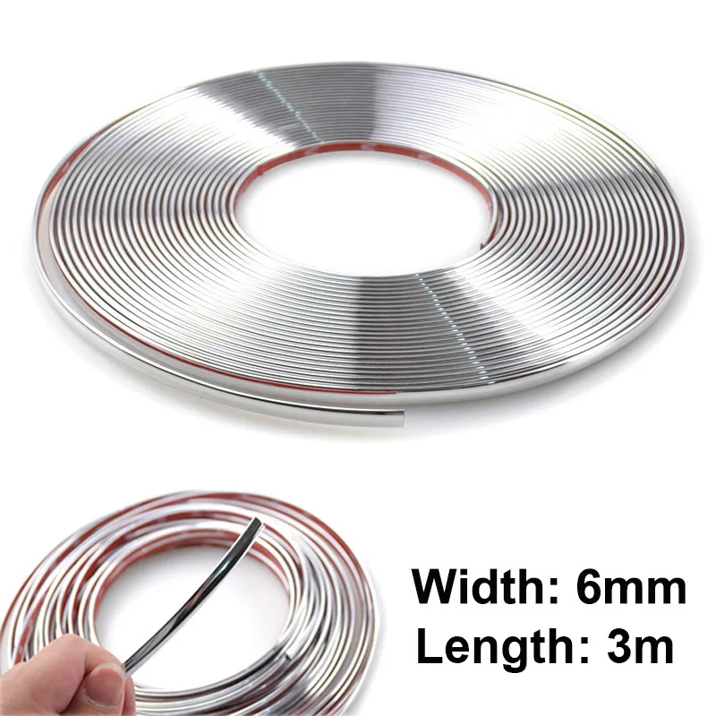 3M/6mm Universal Car Chrome Strips Front Rear Fog Light Cover Door Window Body Decorative Strip Trim Decoration Bumper Protector |