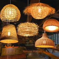led rattan chandelier round birds nest house straw hat bamboo lamp pastoral vintage restaurant chandelie light free shipping