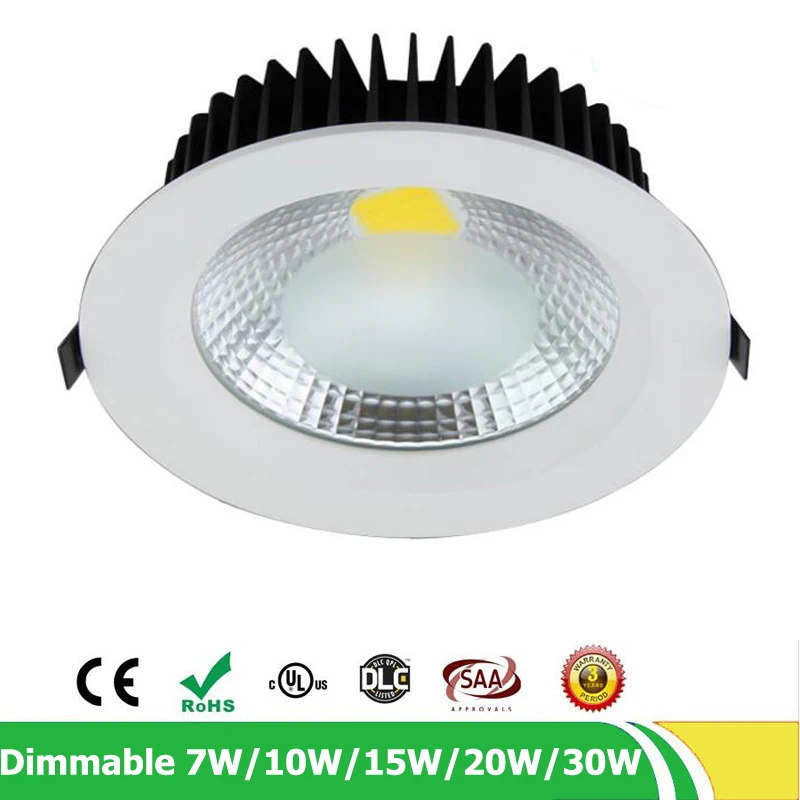 

10pcs/lot LED Downlight COB 7W 10W 15W 20W 30W Dimmable Recessed Spot Light 110V 120V 220V Recessed Ceiling Lamp Indoor Lighting