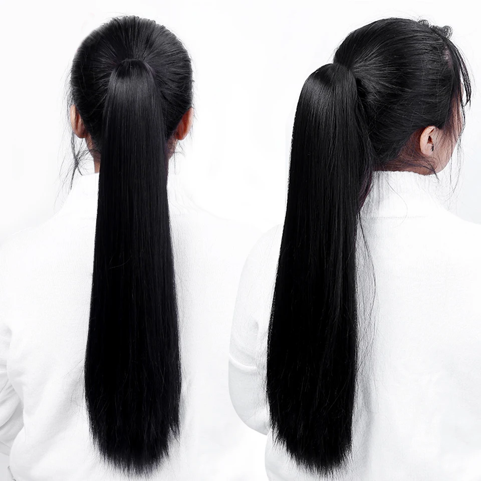 WTB длинные прямые конский хвост натуральные накладные волосы хвост шиньоны термостойкие синтетические поддельные волосы длинные черные конский хвост
