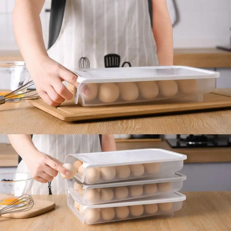 

Plastic Egg Storage Box Kitchen Tools Refrigerator Storage Box Outdoor Picnic 18 Grid Food Container Saver Organizer Container