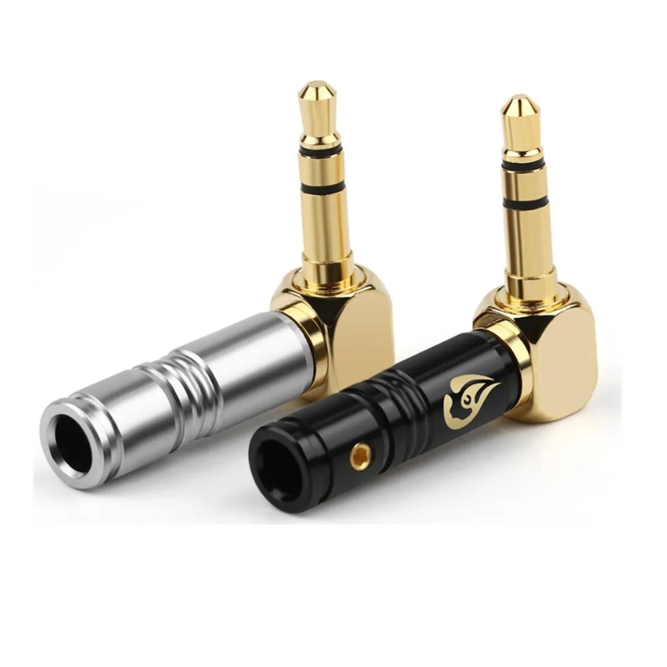 1pc Jack 3.5mm Right Angle Earphone Plug 3 Poles Gold Plated Wire Connector for 4mm Headphone Cable DIY 25mmx30.2mm Black Silver |