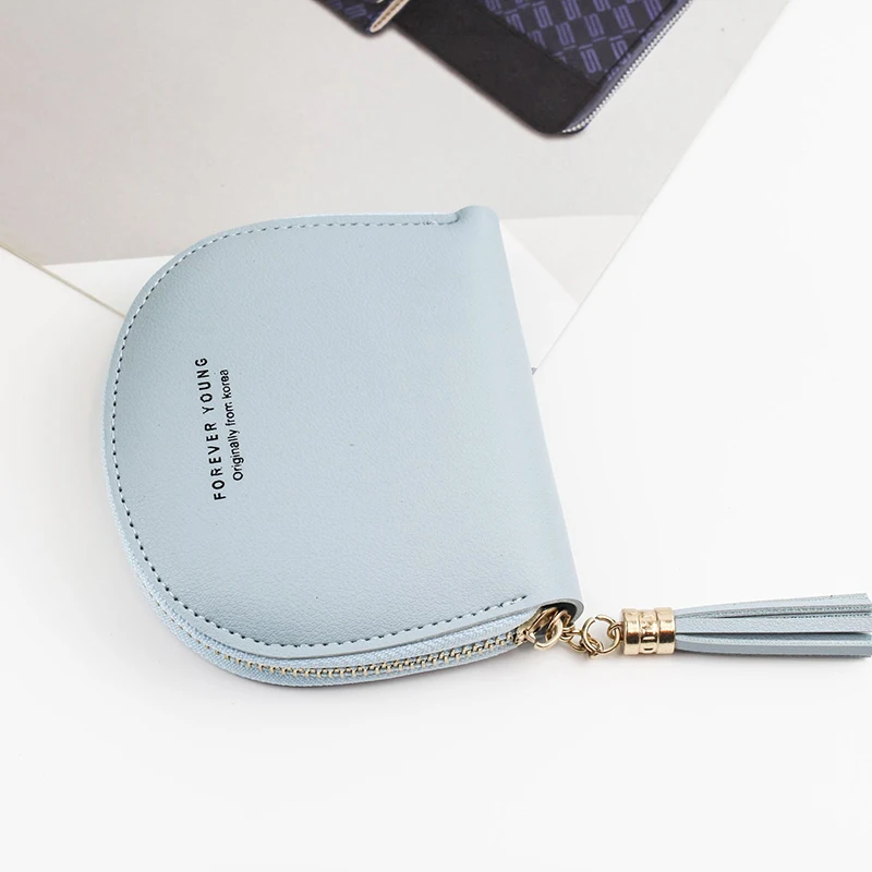 Light blue PU Подвески в виде монеток, кошельки для женщин, кошелек, маленькие милые кредитные Чехлы для карт и ключей, сумки для денег для женщин, кошелек для детей, сумка на молнии - Цвет: Light blue