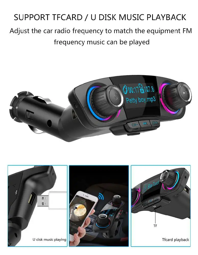 Автомобильный MP3 плеер Bluetooth беспроводной fm передатчик громкая связь радио