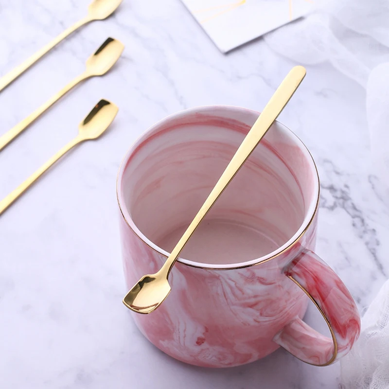 

1 Pc Long Handle Ice Cream Spoon Stainless Steel Square Head Mirror Polishing Milk Tea Coffee Stirring Spoons Flatware Utensils