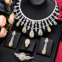 soramoore new dubai 4pcs bridal zirconia necklace earrings bracelet ring for women wedding jewelry sets cz crystal jewelry sets