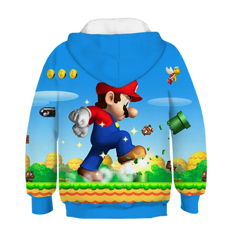 Ведущая игра Super Mario Bros. Толстовка с капюшоном с 3d принтом для мальчиков и девочек; модная Забавная детская толстовка с изображением Луиджи Марио