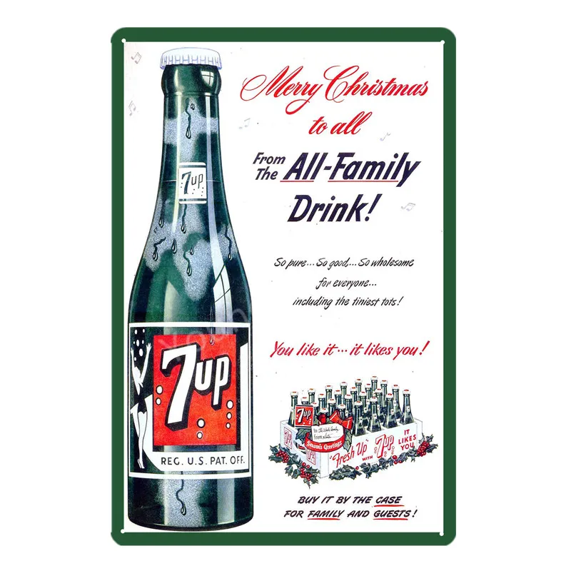 YD1572EI Безалкогольные 7up металлические жестяные знаки 7 UP ВИНТАЖНЫЙ ПЛАКАТ Искусство Настенная Наклейка картина бар паб кафе украшение домашний декор в стиле ретро YI-052 - Цвет: YD1572EI