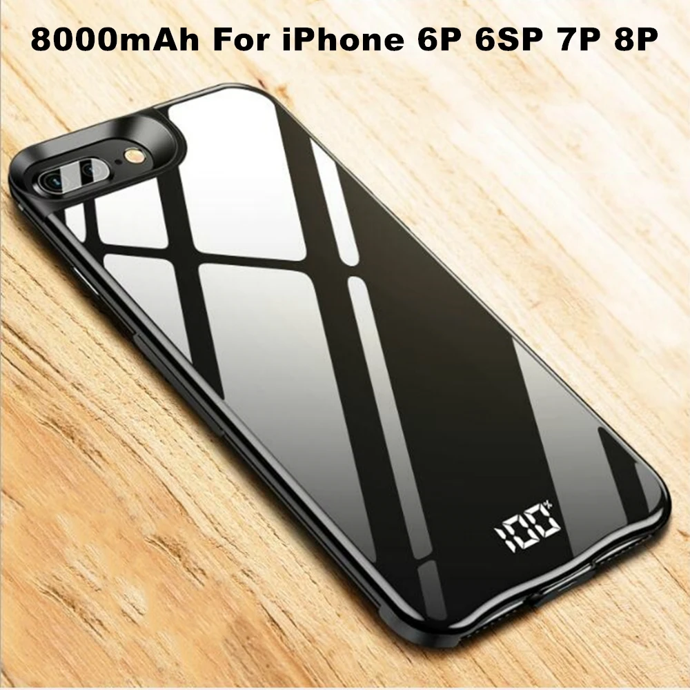 black 8000 6P 7P 8P Чехол для аккумулятора для iphone XS Max XR 5000/8000/6000 мАч, внешний аккумулятор, чехол для iphone 6, 6s, 7, 8 Plus, чехол для зарядного устройства - Цвет: black 8000 6P 7P 8P