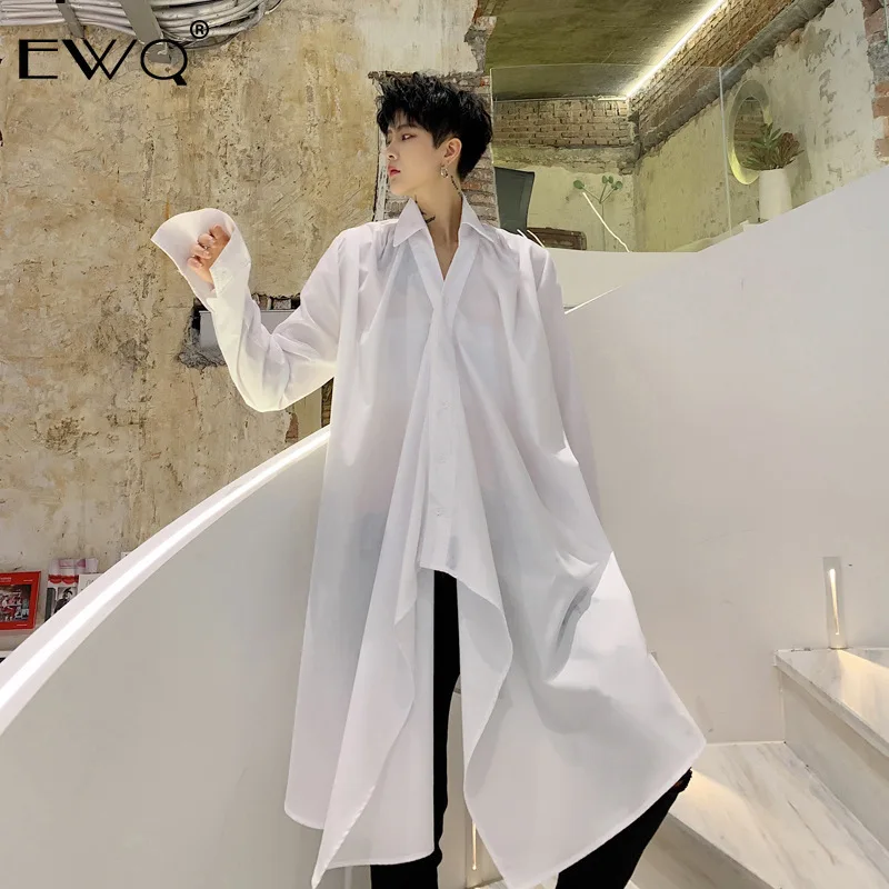 EWQ/необычная Мужская рубашка с длинным рукавом и отложным воротником весна 2020