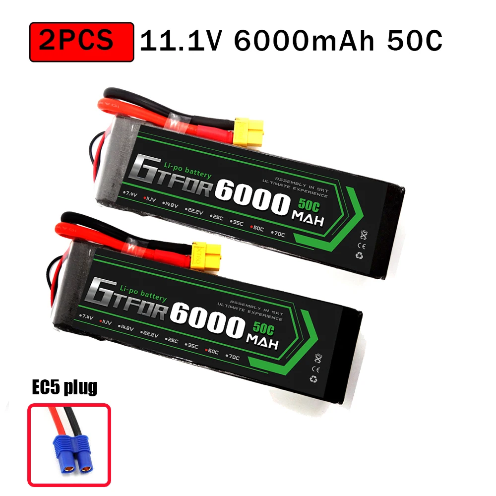 2PCS6000SOFTEC5 GTFDR 2 шт. RC батарея Lipo 7,4 V 11,1 V 2S 3S 6000MAH 6500MAH 6200MAH 7000mah 50C 60C 80C 100C 120C для RC Stampede автомобильный Дрон - Цвет: 2PCS6000SOFTEC5