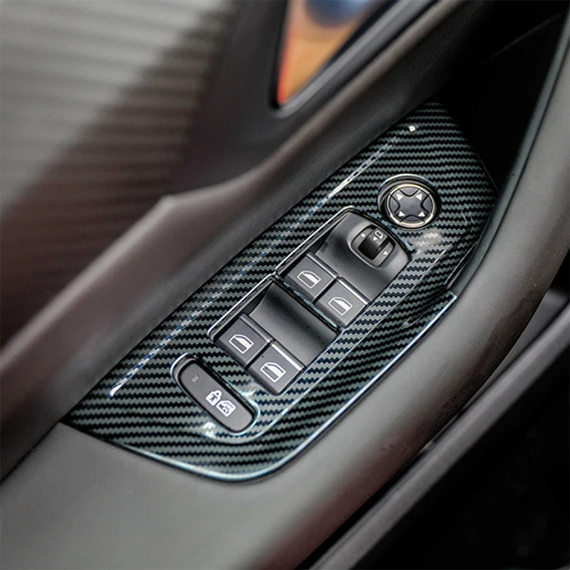

Car Styling Interior Door Window Lift Switch Panel Cover Frame Cover Internal Stickers Car Accessories For Peugeot 508 2019 2020