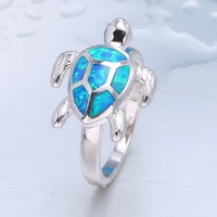 the new style hot sell cute turtle blue rings fashion lady wedding engagement birthday party rings jewelry gifts