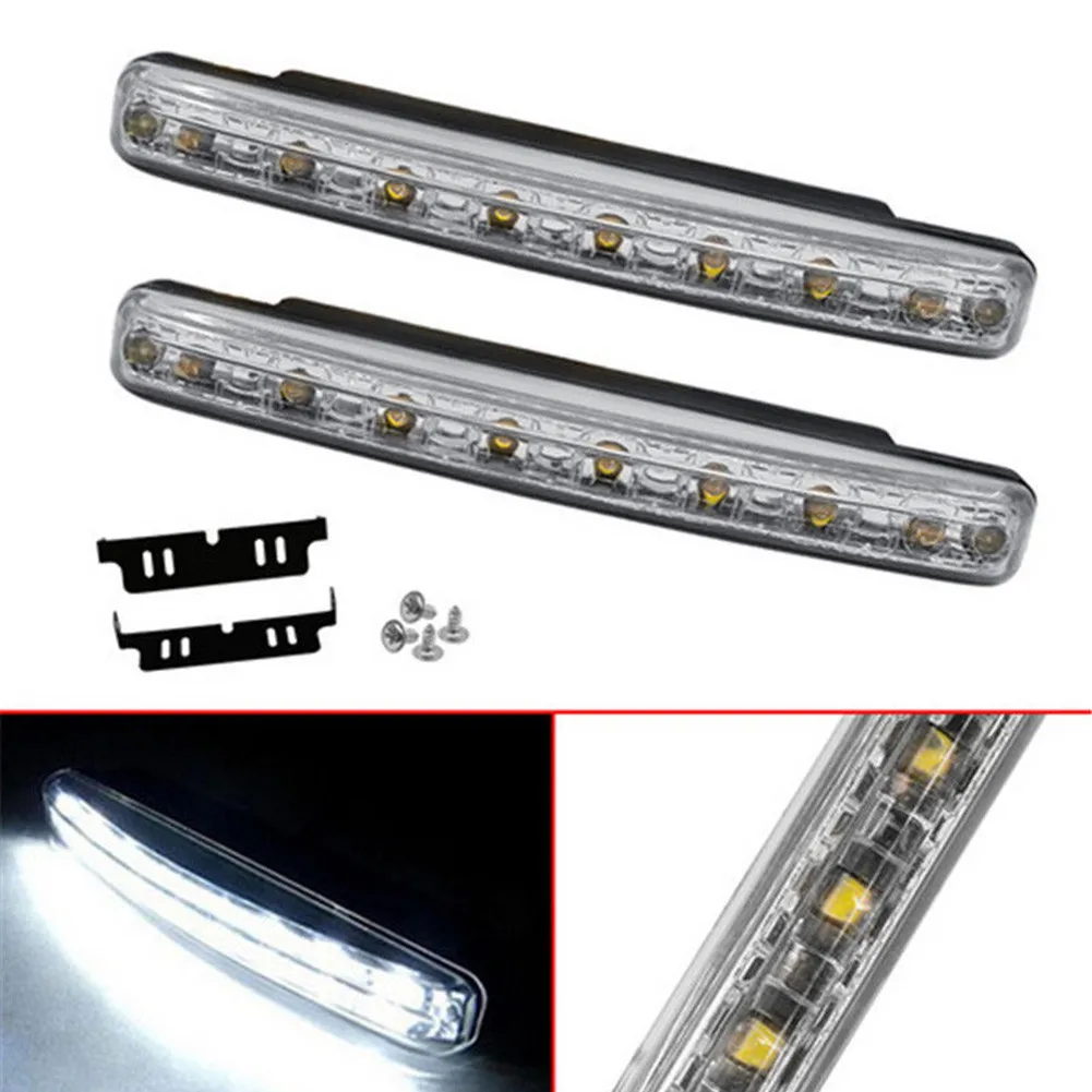 

White Daytime Running Light 2 Pcs Parts Tool Useful 6000K Bright Driving DRL Lamp For Trucks SUVs Trailers RVs