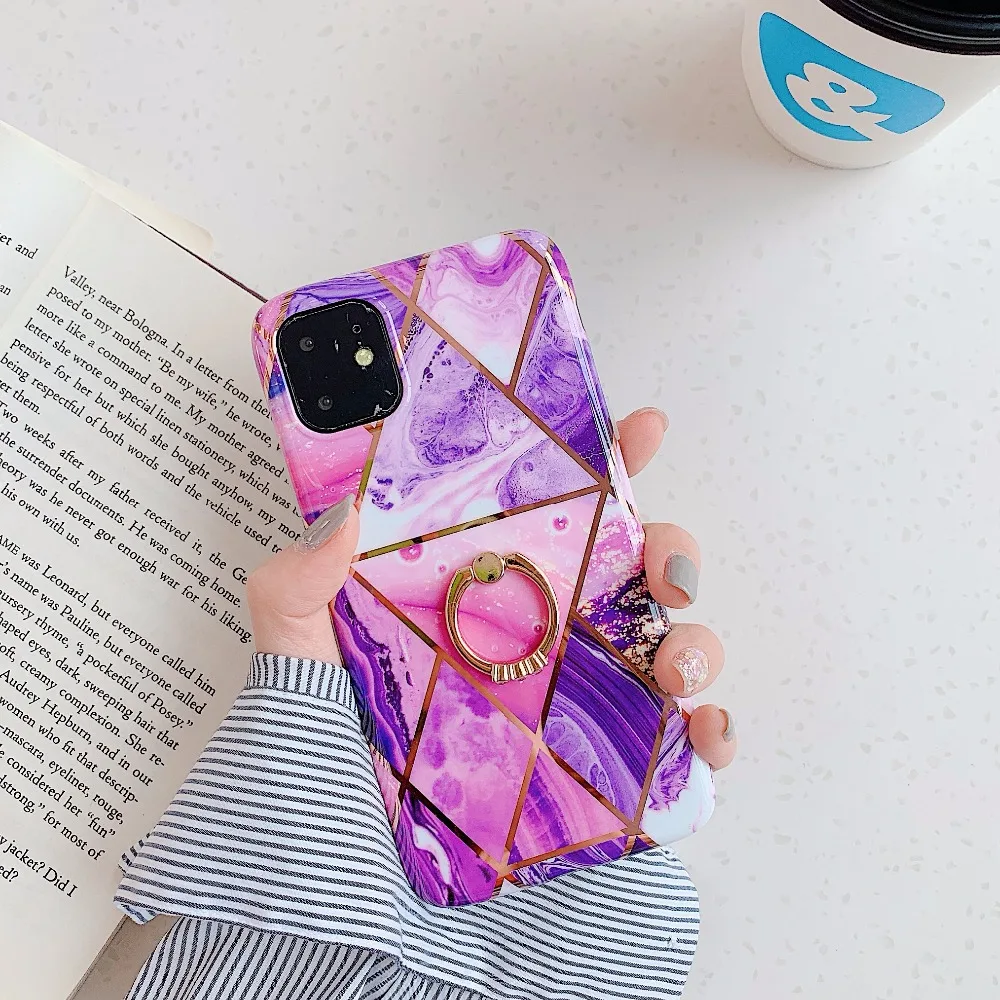 Чехол для телефона LACK для iPhone 11 11Pro Max XR X XS Max 6 6S 7 8Plus Роскошный Мраморный чехол с кольцом-подставкой