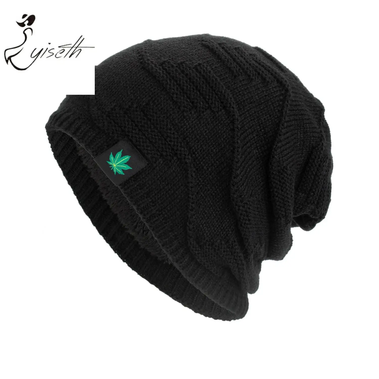 

Skullies Beanies Winter Keep Warm Fleeced Knitted Caps For Men Women Solid Color Green Leaf Maple Beanie Hat Sombrero Hombre