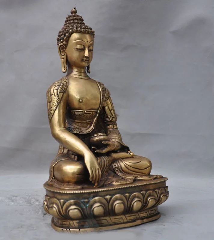 

christmas Collect Tibet Buddhism Temple Bronze Sakyamuni Shakyamuni Medicine Buddha Statue New Year