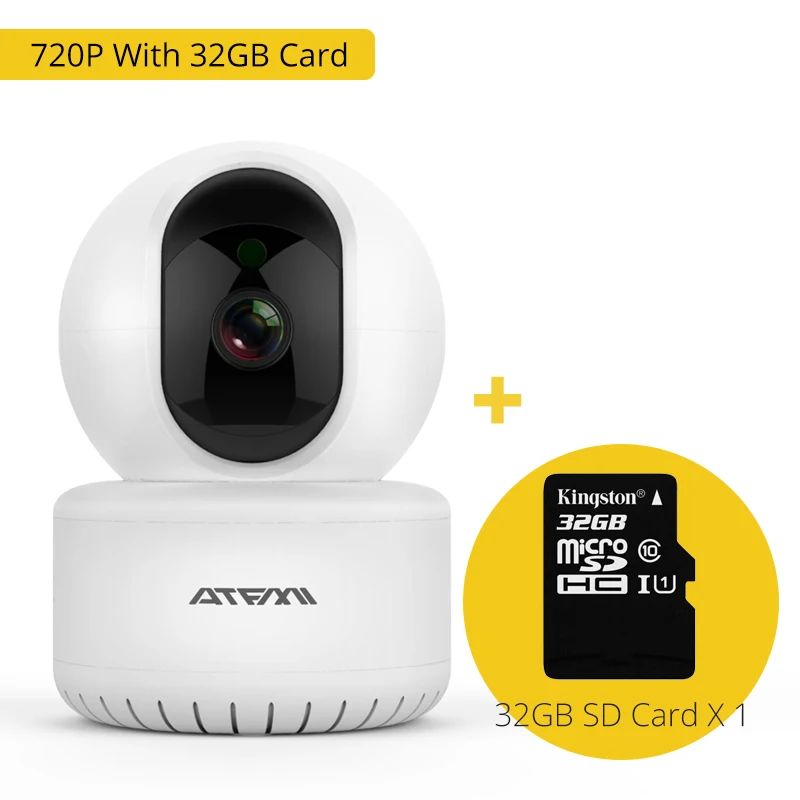 ATFMI HD720P облачная Беспроводная ip-камера ночного видения двухсторонняя аудио Домашняя безопасность CCTV сетевая камера с WiFi радионяня iCsee Onvif - Цвет: 720P With 32GB Card