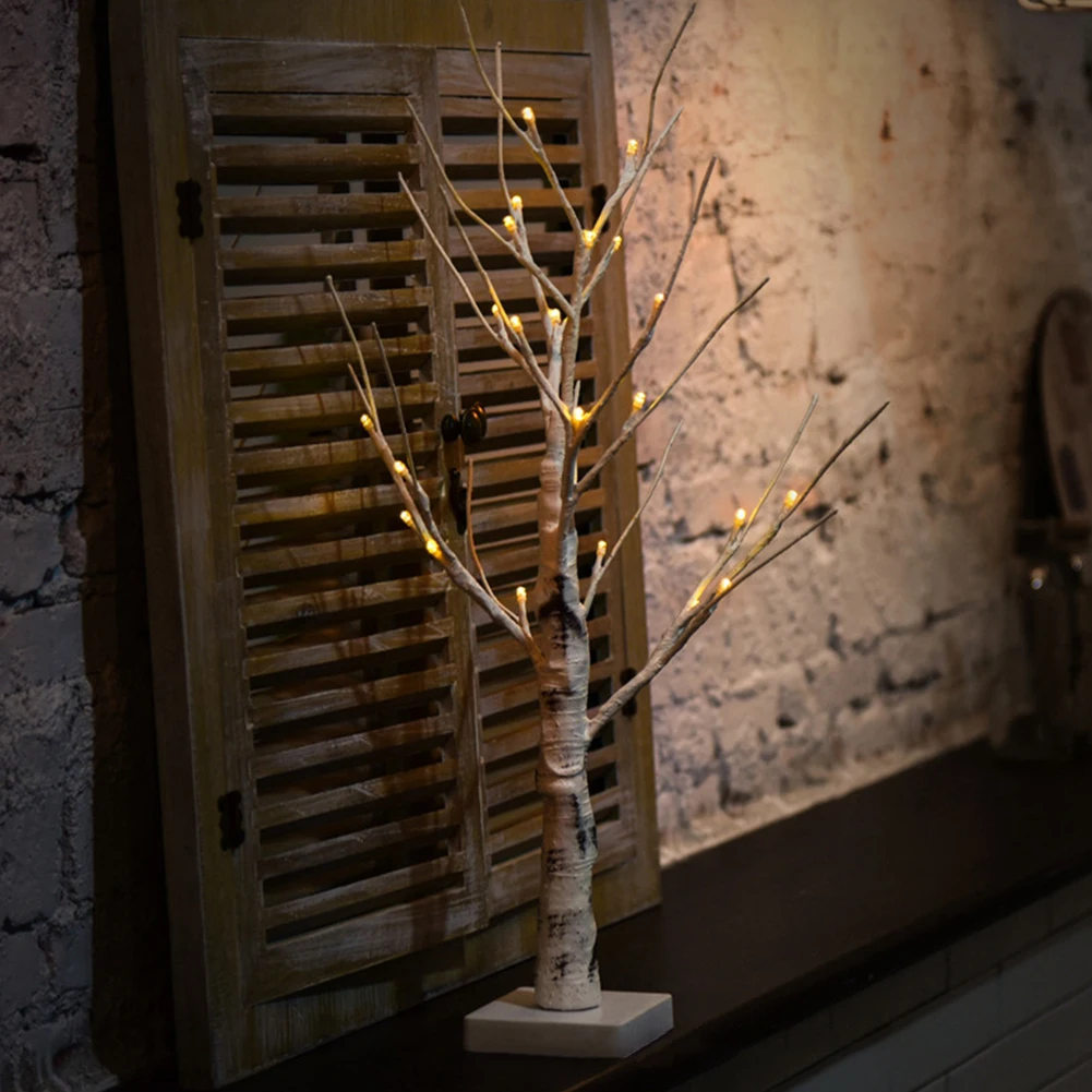 

Home Decoration Artificial Battery Operated Gift Twig Table Lamp Warm White Bedroom Birch Tree Light Branches Portable 24 LEDs