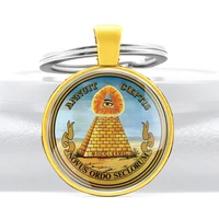 classic freemasonry all seeing eye theme glass cabochon metal pendant key chain men women key ring jewelry gifts keychains