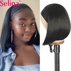 Прямой короткий светлый парик с головной повязкой из термостойкого волокна для ежедневного косплея для женщин 1B P430