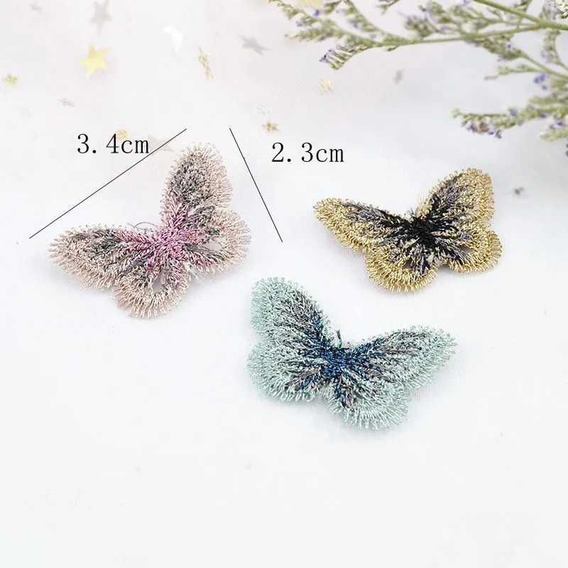 Бабочка патч вышивка кружева ткань двухслойные патчи для шитья одежды стикер DIY