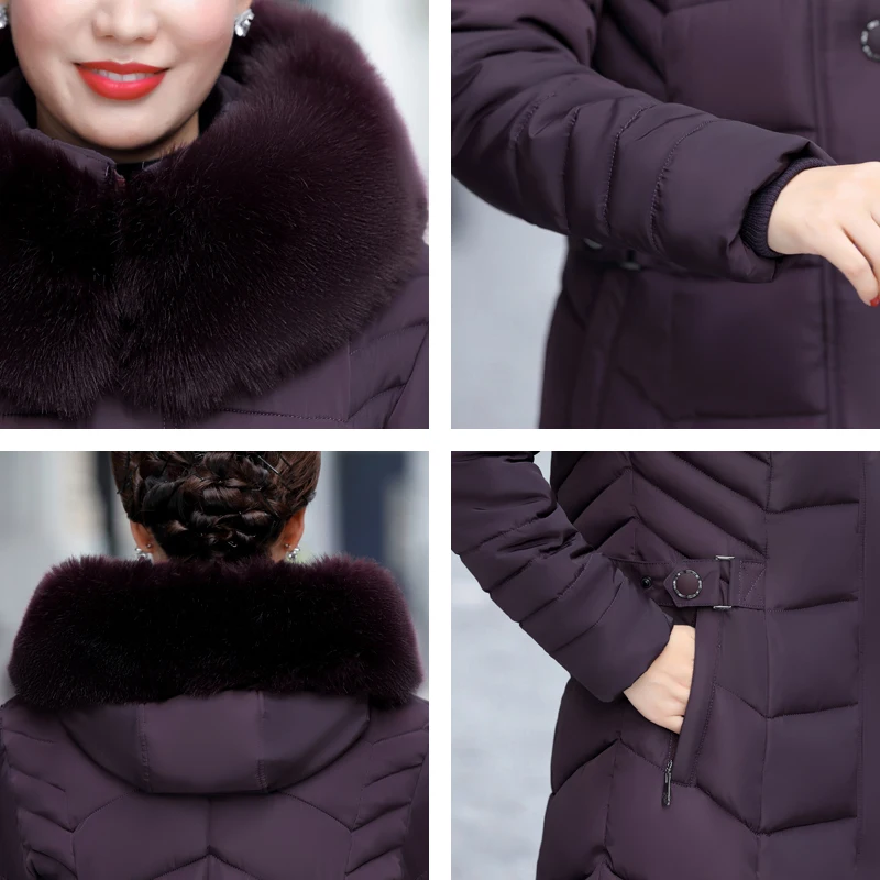 women's solid X-long jacket plus size thick parkas mujer 2020 winter slim hooded with fur collar cotton padded coats feminina
