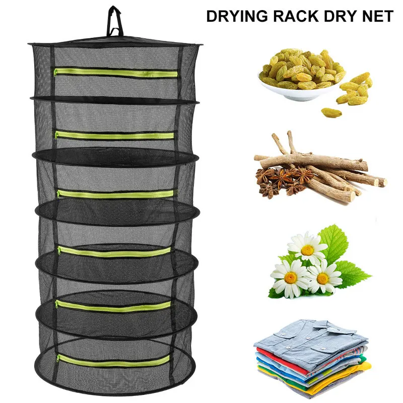 6 слойная подвесная корзина с молнией Складная Сушилка сетка для сушки трав