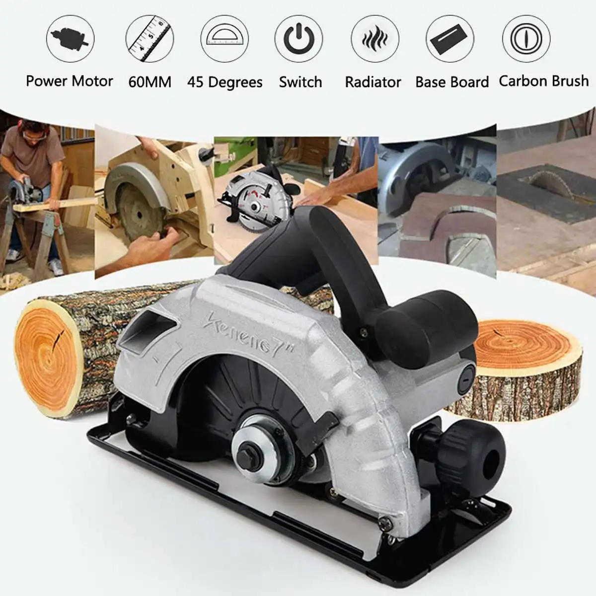 

220V 7'' 1480W Electric Circular Saw Multifunctional Cutting Mdle High Power and Multi-function Cutting Mach with 60T Saw Blade