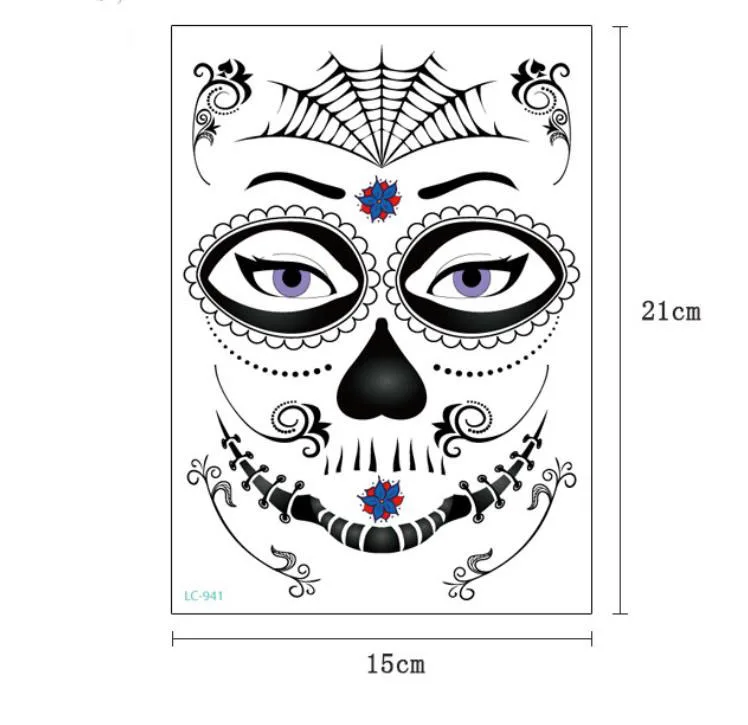 5 листов Смешные Хэллоуин водонепроницаемые татуировки Временные мультфильм
