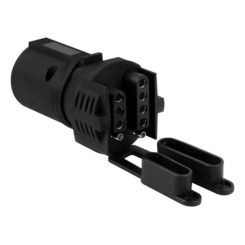 

Trailer Plug Adapter 7 Pin Round to 4 and 5 Flat Blade Trailer Connector Trailer Adapter 2-In-1 Plug with US Plug