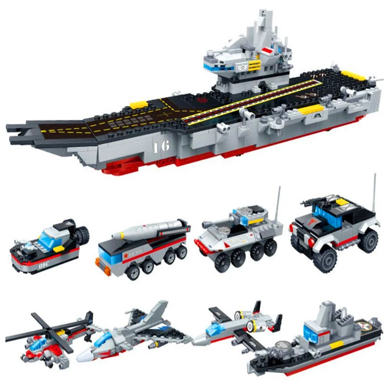 Конструкторы игрушечный самолет военный перевозчик корабль боец строительные