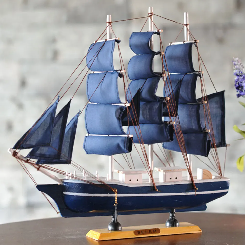 

Furnishing Sailing Boat Model Toys Mini Home Office Retro Children Nautical Decor Mediterranean Style Bedroom Props Gift Wooden