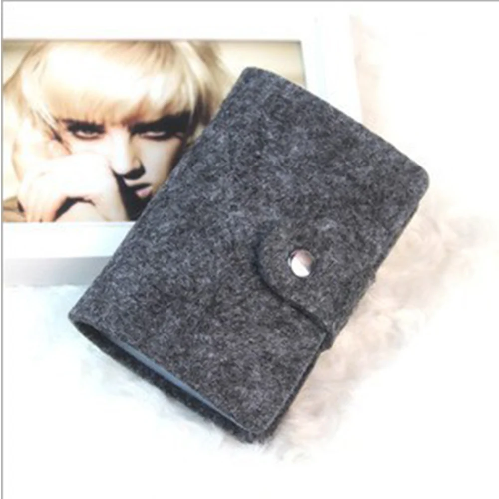 

Dustproof Daily Anti Scratch Portable With 24 Sub Box Travel Home Solid Wool Felt Fashion Women Card Wallet
